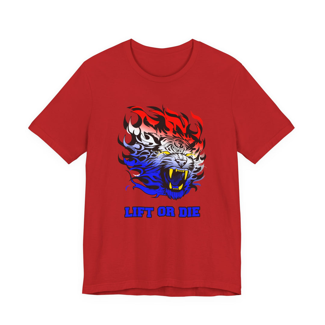 TIGER FLAME RED WHITE BLUE FADE /LIFT OR DIE