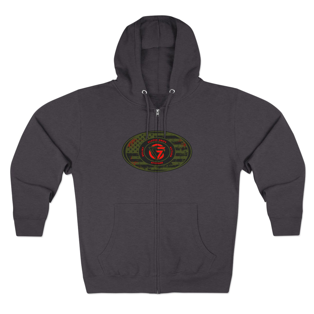 DYNAMITE TIGER RED GREEN YELLOW/LIVE FREE OR DIE ZIP UP