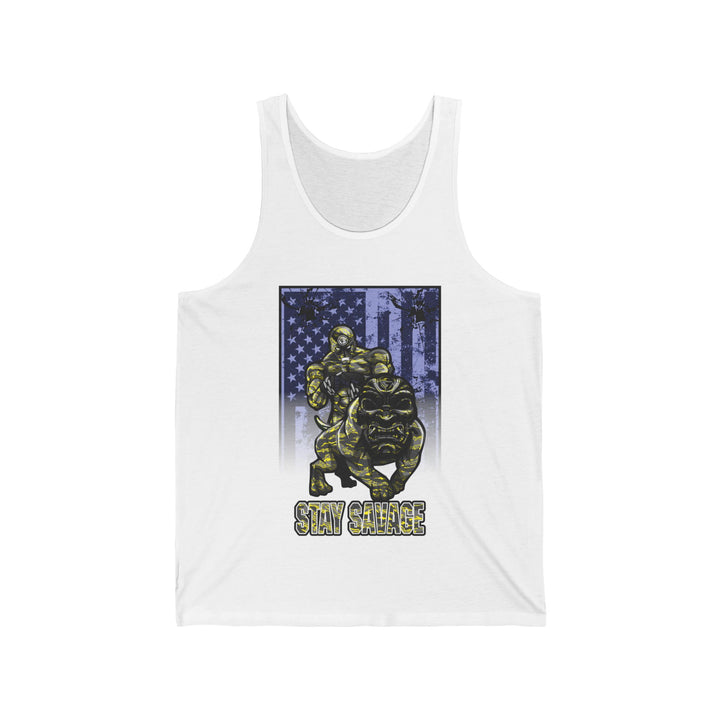 ANGRY DOG YELLOW GREY CAMO TANK FLAG/STAY SAVAGE