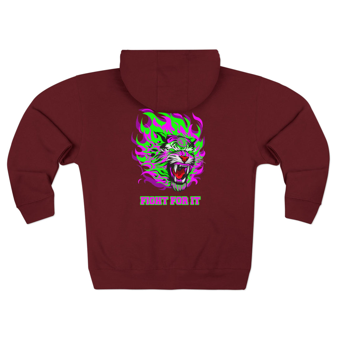 CG TIGER FLAME PURPLE GREEN /FIGHT FOR IT ZIP UP