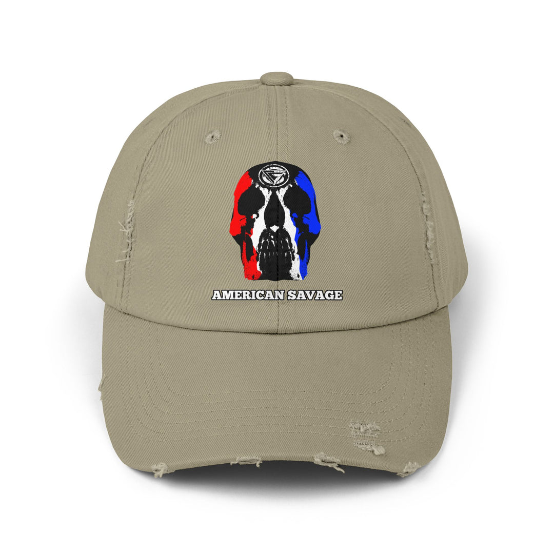 CG SKULL RED WHITE BLUE AMERICAN SAVAGE HAT