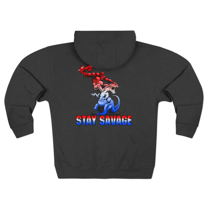 CG APE VS ZILLA 2ND FIGHT RED WHITE BLUE FADE /STAY SAVAGE ZIP UP
