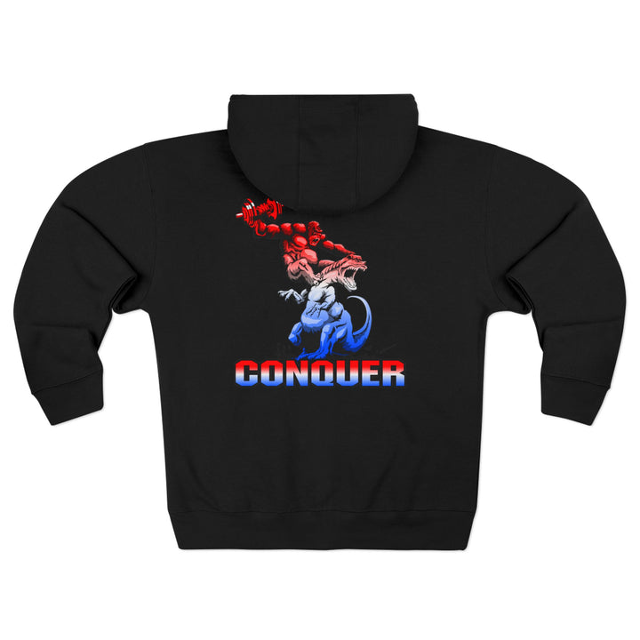 CG APE VS ZILLA 2ND FIGHTRED WHITE BLUE FADE /CONQUER ZIP UP