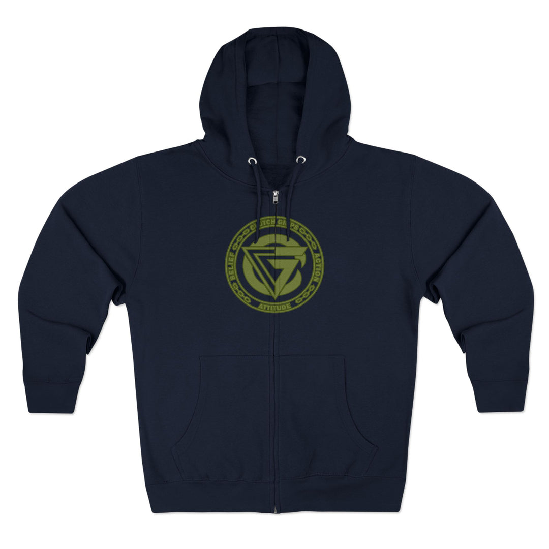 CG SGL SKULL DRAGON TIGER BELL ARMY GREEN /LIFT OR DIE  ZIP UP