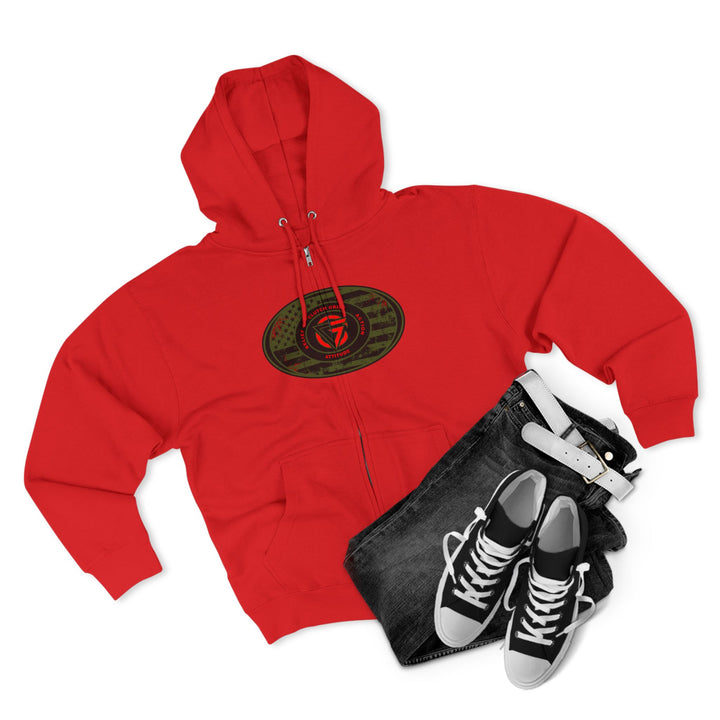 CG ANGRY DOG MILITARY GREEN BLOOD RED /AMERICAN SAVAGE ZIP UP