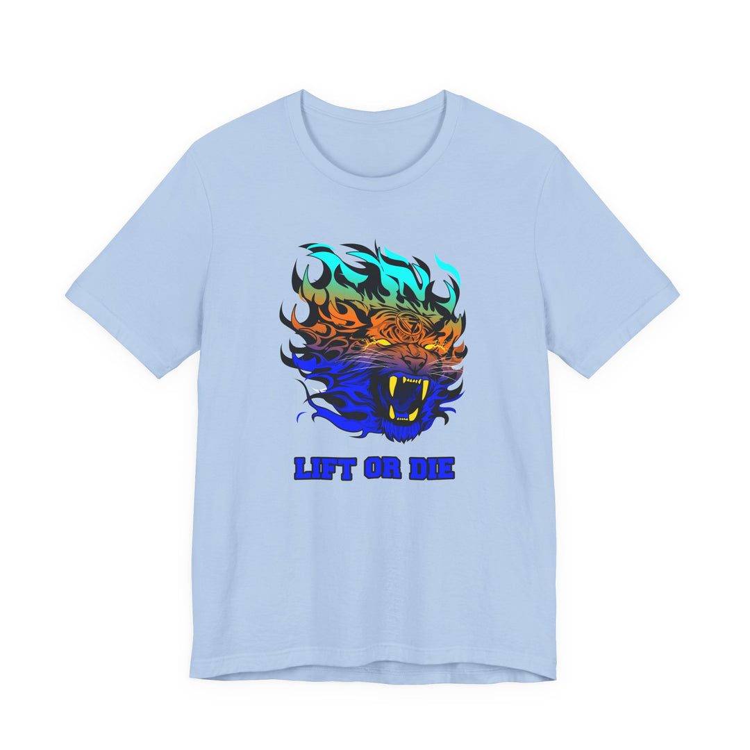 TIGER FLAME BLUE ORANGE AQUA FADE/LIFT OR DIE