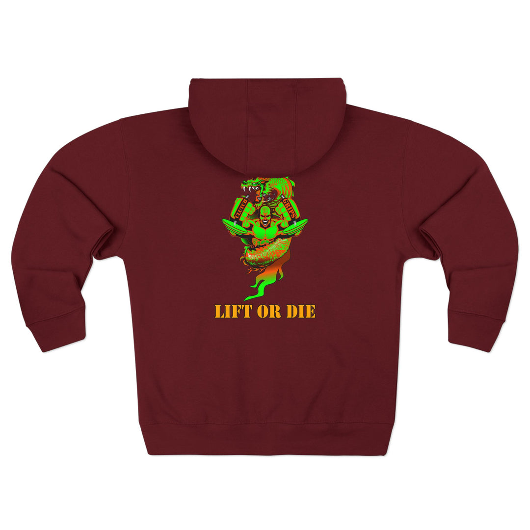 MAC SNAP DRAGON ORANGE GREEN /LIFT OR DIE ZIP UP
