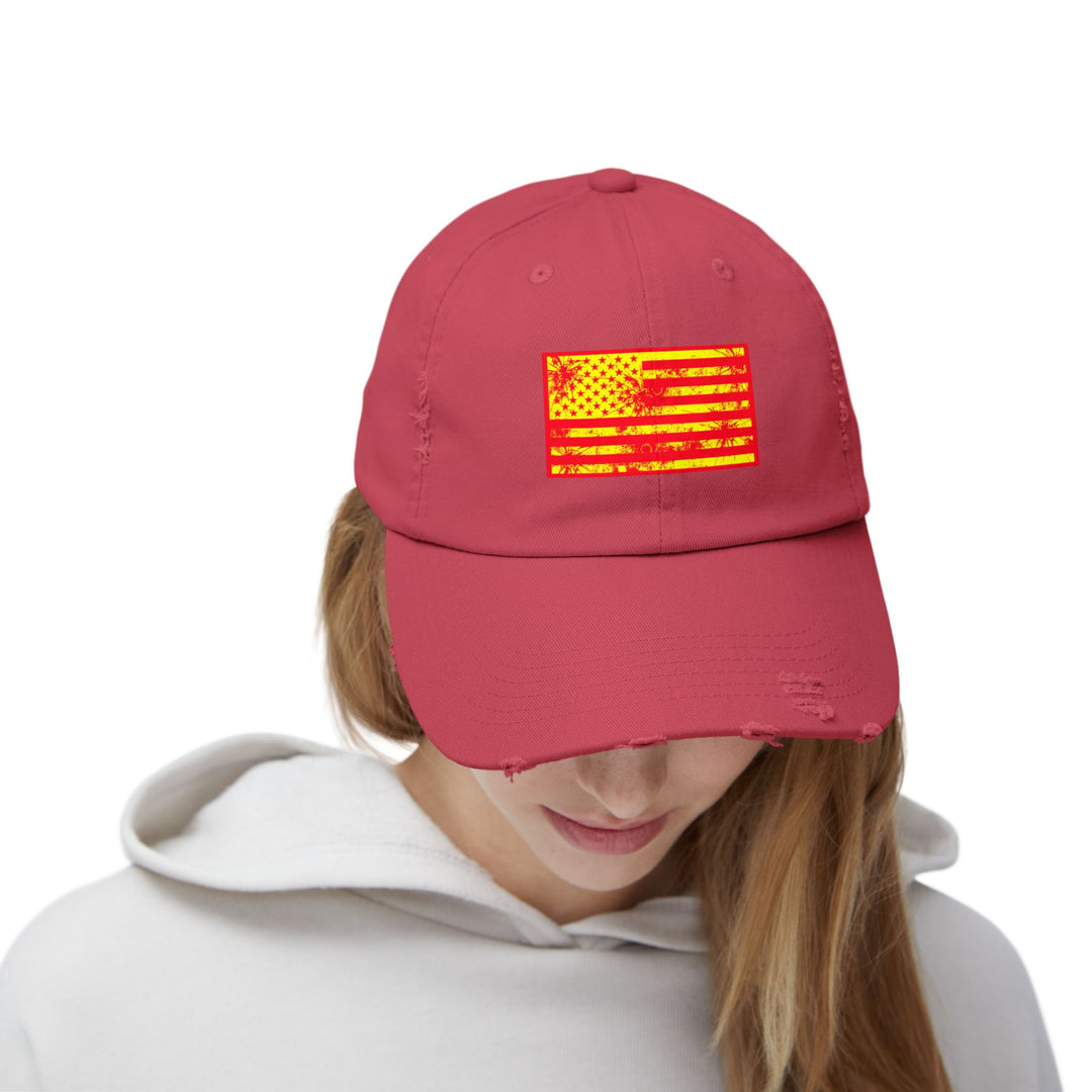 BATTLE HARDENED BLOOD RED & GOLD AMERICAN FREEDOM FLAG CAP