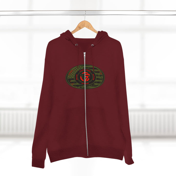 CG ANGRY DOG MILITARY GREEN BLOOD RED /AMERICAN SAVAGE ZIP UP