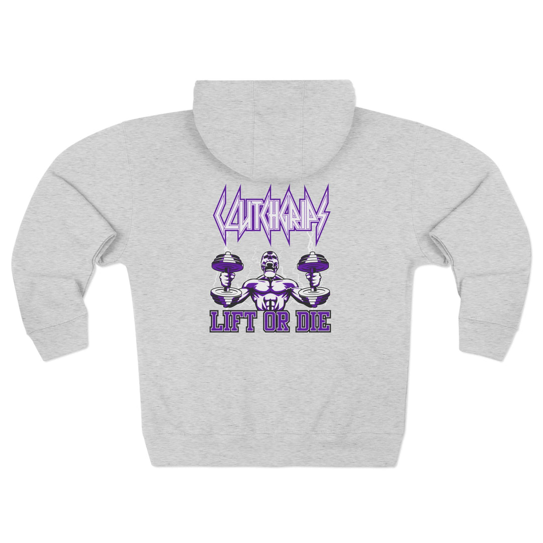 RIDE THE LIGHTNING  PURPLE WHITE /LIFT OR DIE ZIP UP