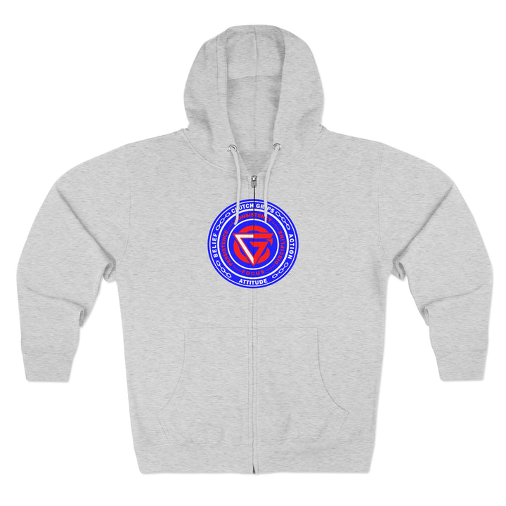 CG MAC JUMP RED WHITE BLUE /THINK DO BECOME ZIP UP