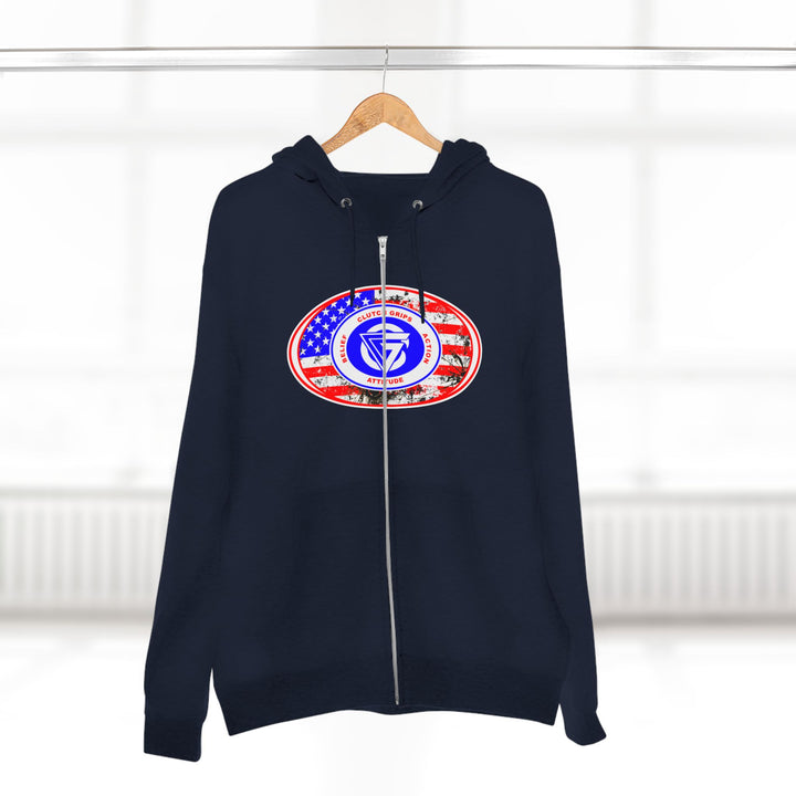 AMERICAN WARRIOR TRIBUTE  RED WHITE BLUE/AMERICAN SAVAGE ZIP UP