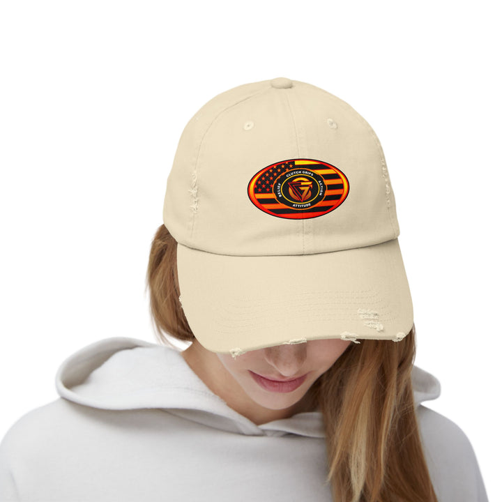 RED ORANGE YELLOW FADE OVAL AMERICAN FLAG CAP
