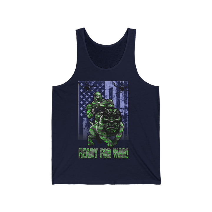 ANGRY DOG GREEN GREY CAMO TANK FLAG/READY FOR WAR