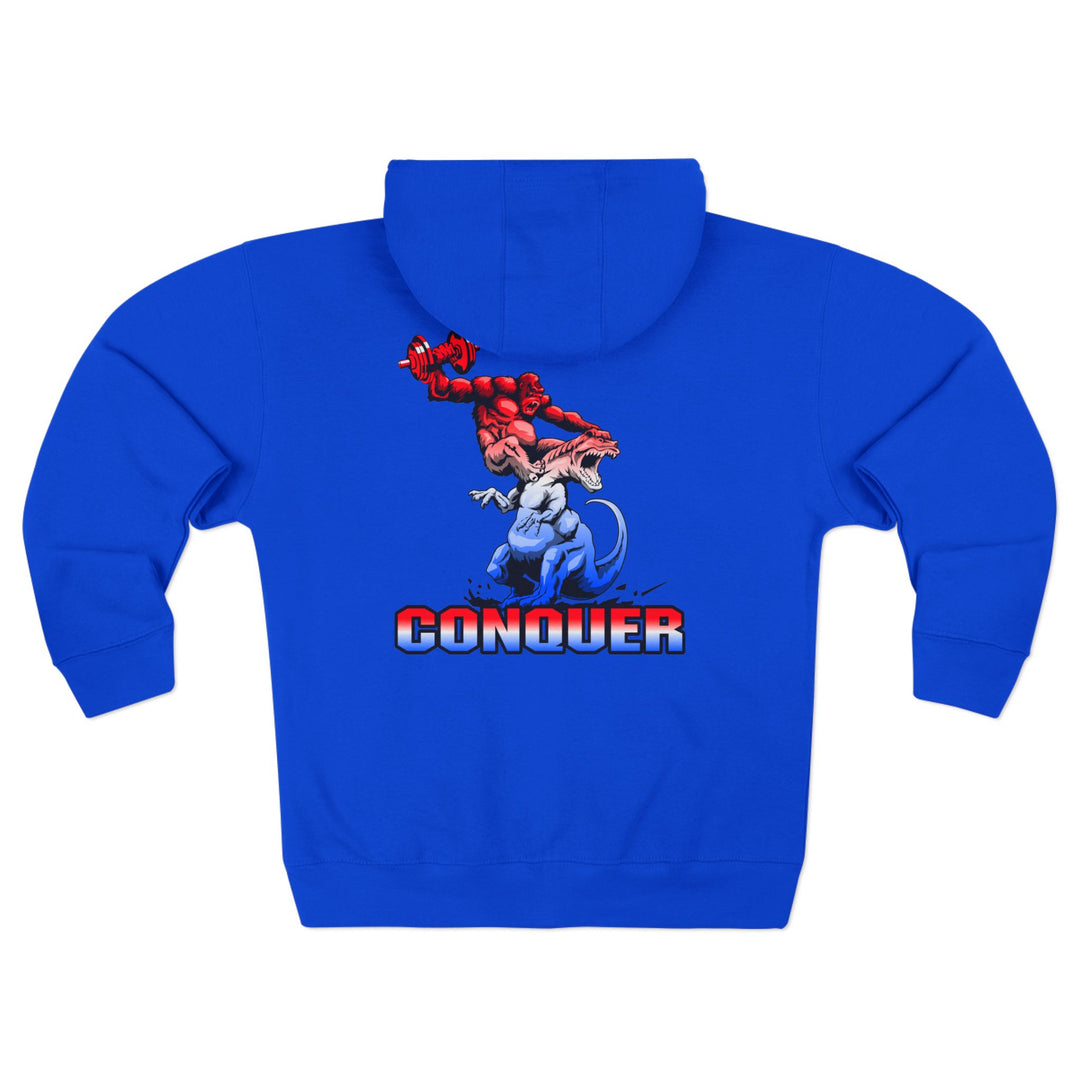 CG APE VS ZILLA 2ND FIGHTRED WHITE BLUE FADE /CONQUER ZIP UP