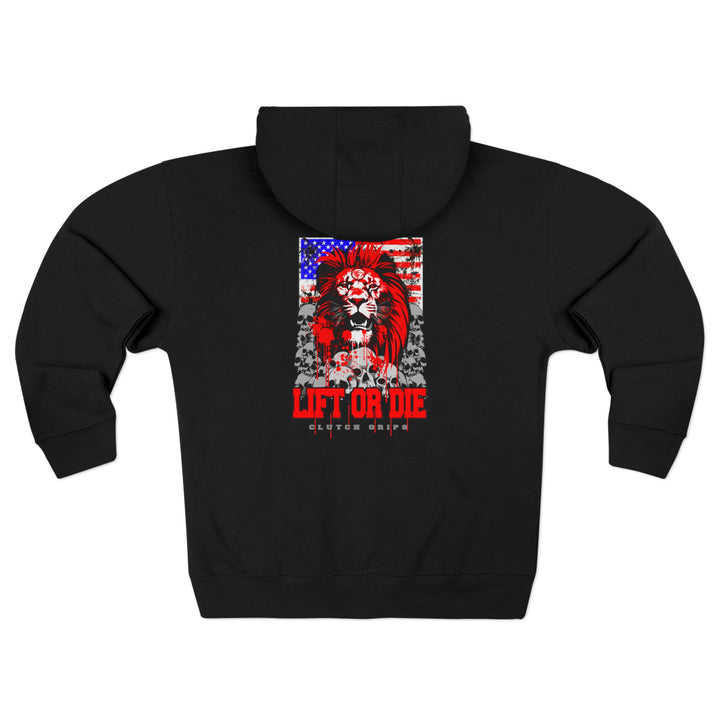 CG LION HEART RED WHITE BLUE/LIFT OR DIE ZIP UP