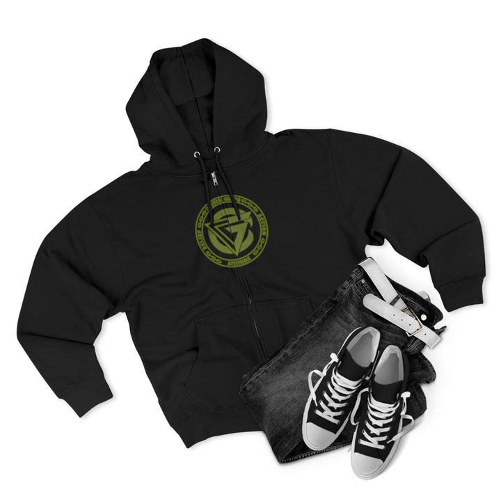 CG SGL SKULL DRAGON TIGER BELL ARMY GREEN/READY FOR WAR  ZIP UP