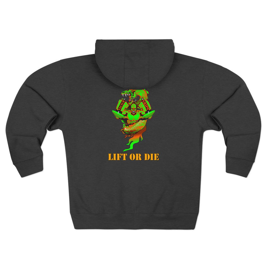 MAC SNAP DRAGON ORANGE GREEN /LIFT OR DIE ZIP UP
