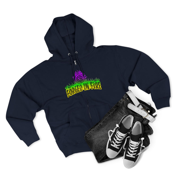 TIGER FLAME YELLOW GREEN PURPLE/READY FOR WAR ZIP UP