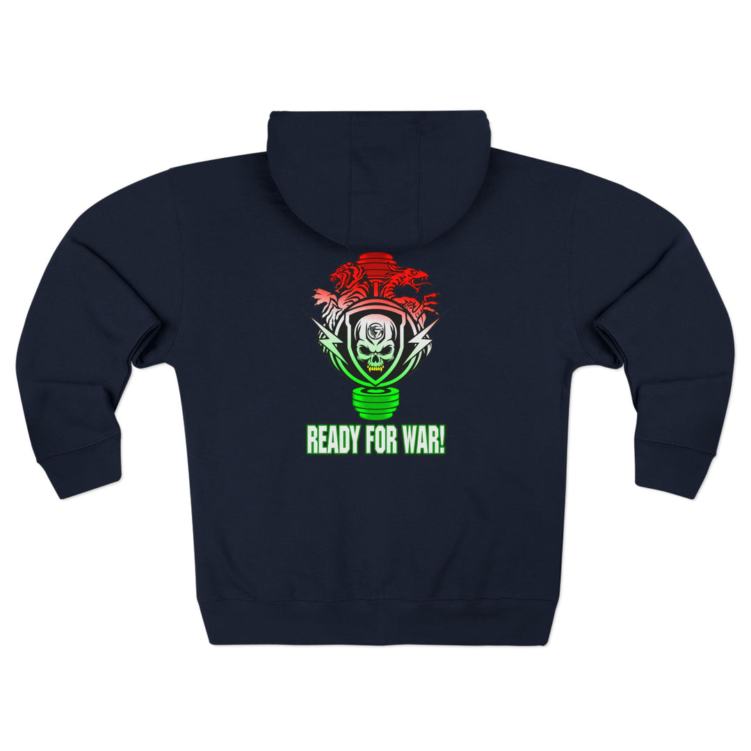 SKULLATOR SGL BELL DRAGON TIGER RED WHITE GREEN FADE/READY FOR WAR ZIP UP
