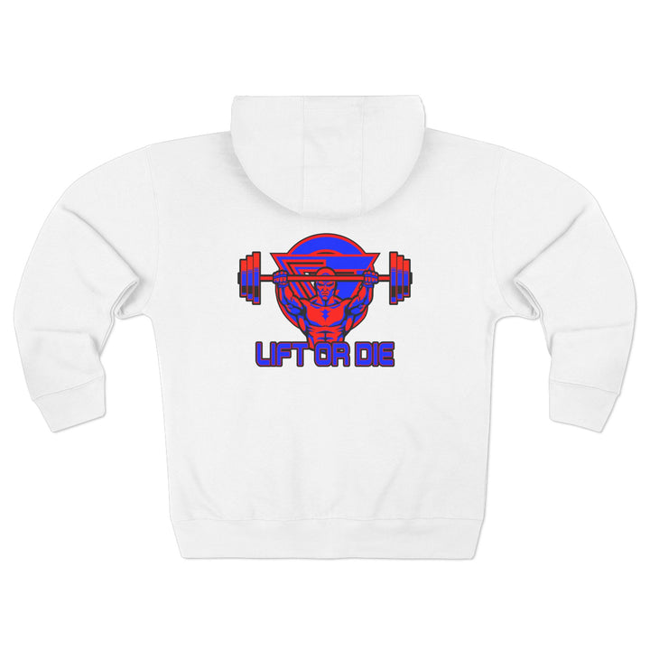 ENTER THE MAC HYPER RED BLUE /LIFT OR DIE ZIP UP