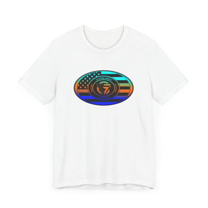 CG OVAL USA FLAG BLUE ORANGE AQUA BLEND