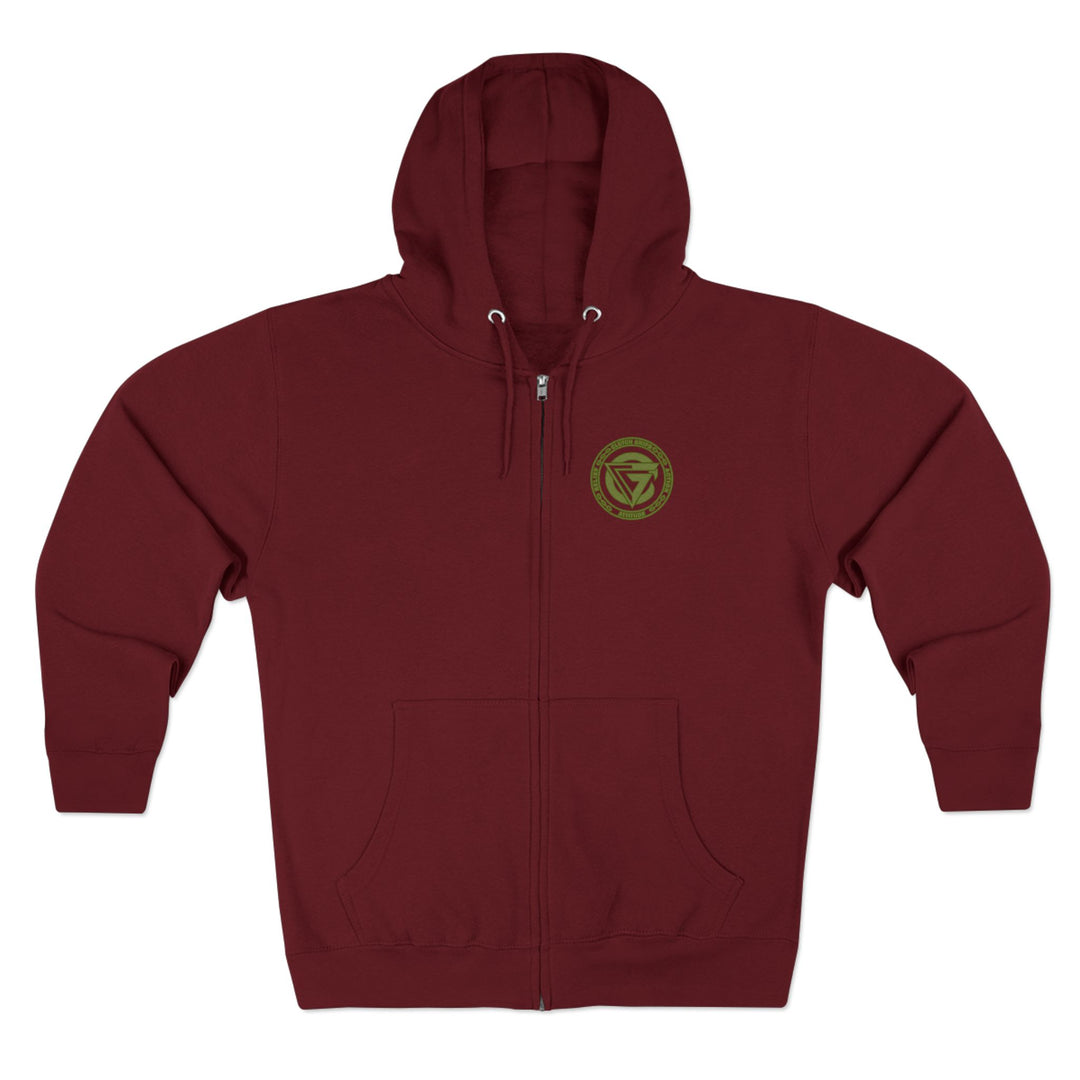 CG SGL SKULL DRAGON TIGER BELL ARMY GREEN/READY FOR WAR ZIP UP