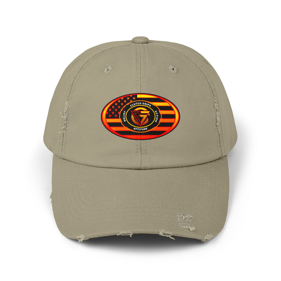 RED ORANGE YELLOW FADE OVAL AMERICAN FLAG CAP