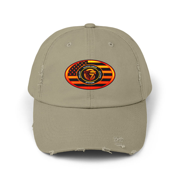 RED ORANGE YELLOW FADE OVAL AMERICAN FLAG CAP