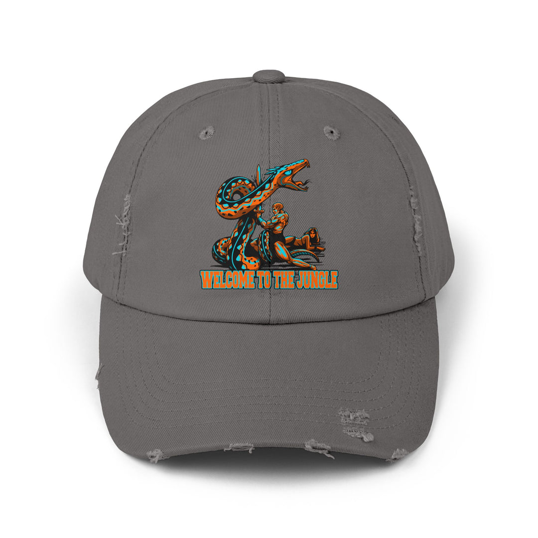 SERPENT SLAYER ORANGE AQUA WELCOME TO THE JUNGLE CAP