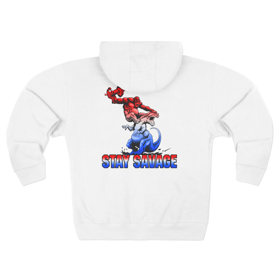 CG APE VS ZILLA 2ND FIGHT RED WHITE BLUE FADE /STAY SAVAGE ZIP UP