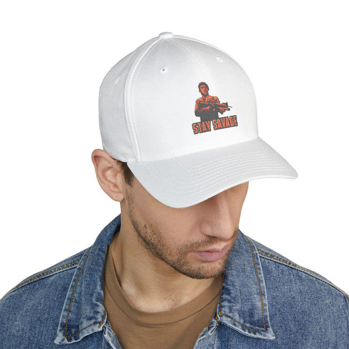 CG FINAL BOSS RED BLACK LOGO /FLAG /STAY SAVAGE Closed-Back Structured Cap (Embroidery)