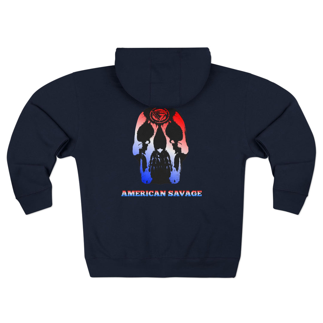 CG SKULL RED WHITE BLUE FADE /AMERICAN SAVAGE ZIP UP