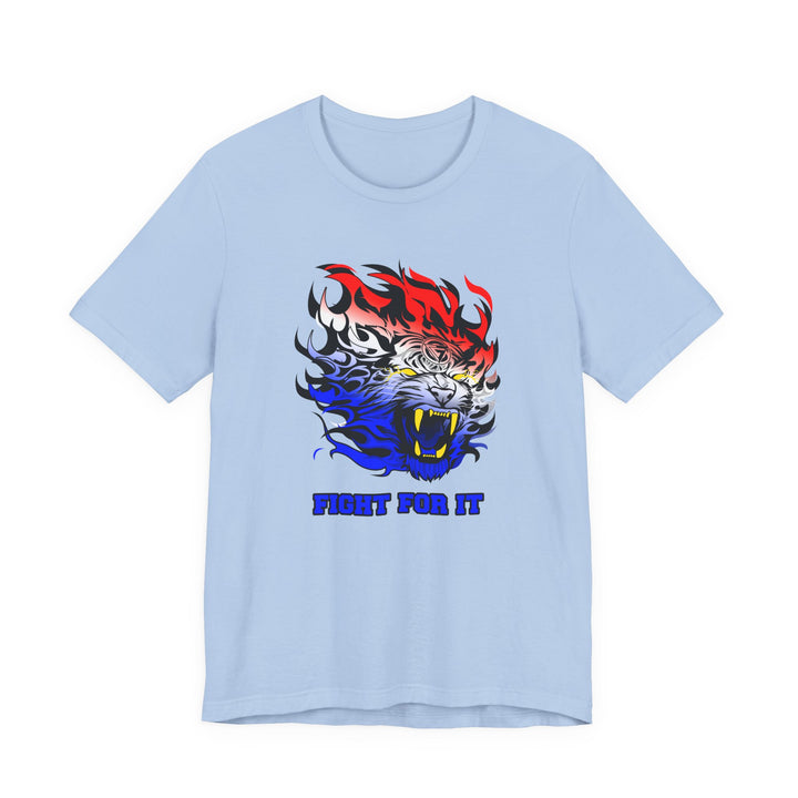 TIGER FLAME RED WHITE BLUE FADE/FIGHT FOR IT