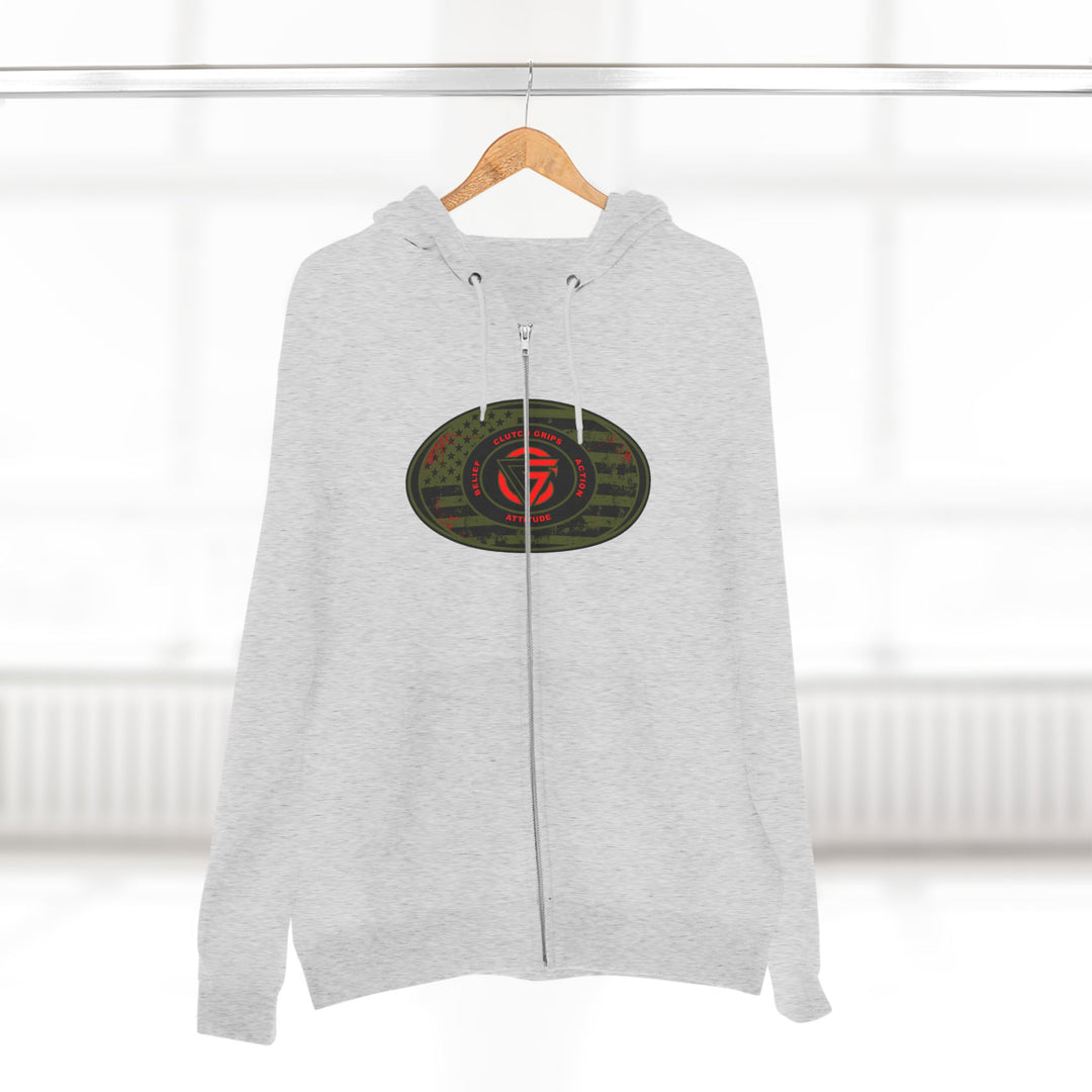 CG ANGRY DOG MILITARY GREEN BLOOD RED /AMERICAN SAVAGE ZIP UP