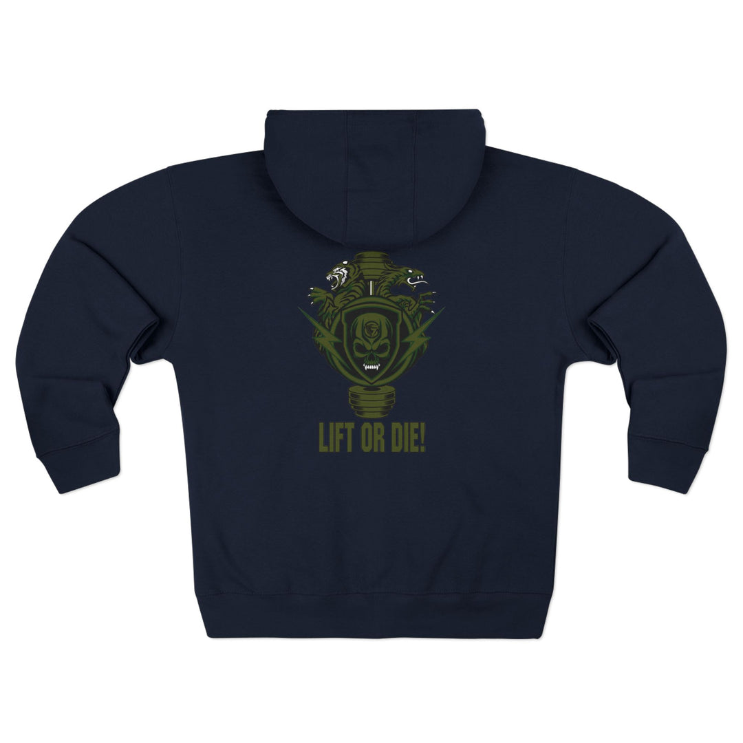 CG SGL SKULL DRAGON TIGER BELL ARMY GREEN /LIFT OR DIE ZIP UP