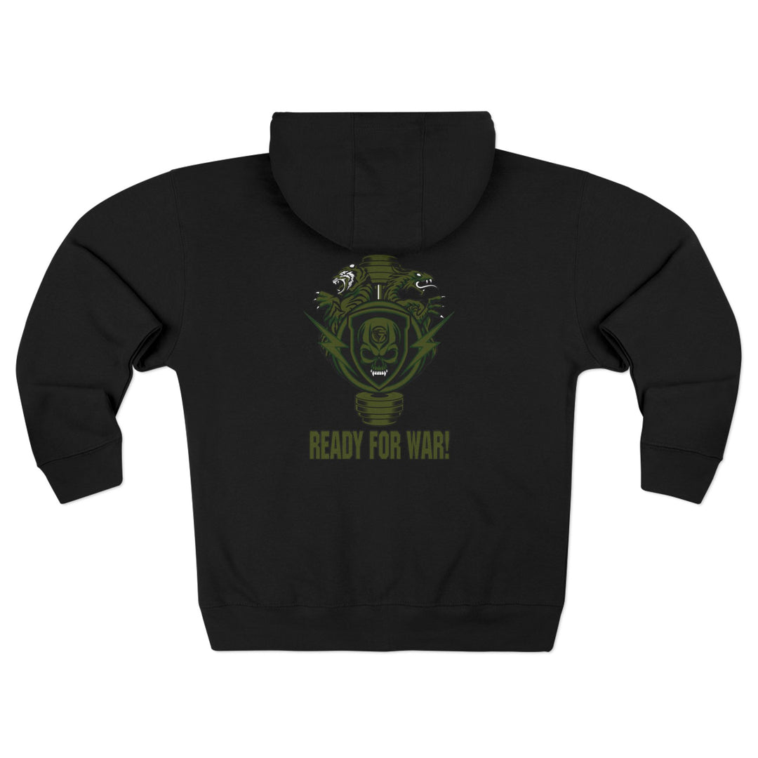 CG SGL SKULL DRAGON TIGER BELL ARMY GREEN/READY FOR WAR ZIP UP