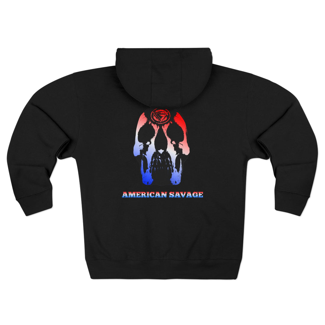 CG SKULL RED WHITE BLUE FADE /AMERICAN SAVAGE ZIP UP
