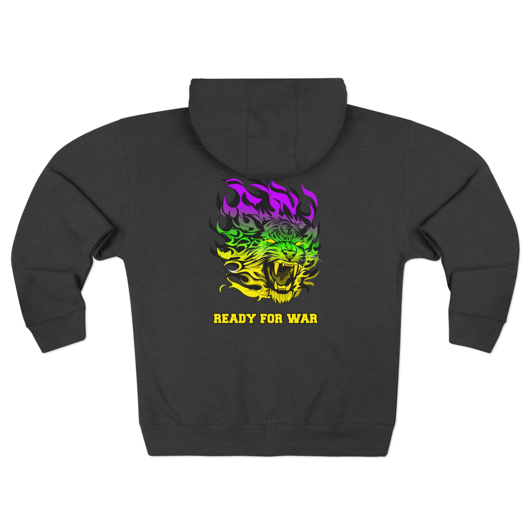 TIGER FLAME YELLOW GREEN PURPLE/READY FOR WAR ZIP UP