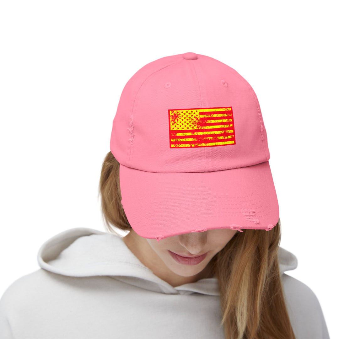 BATTLE HARDENED BLOOD RED & GOLD AMERICAN FREEDOM FLAG CAP
