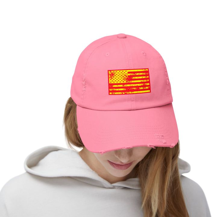 BATTLE HARDENED BLOOD RED & GOLD AMERICAN FREEDOM FLAG CAP