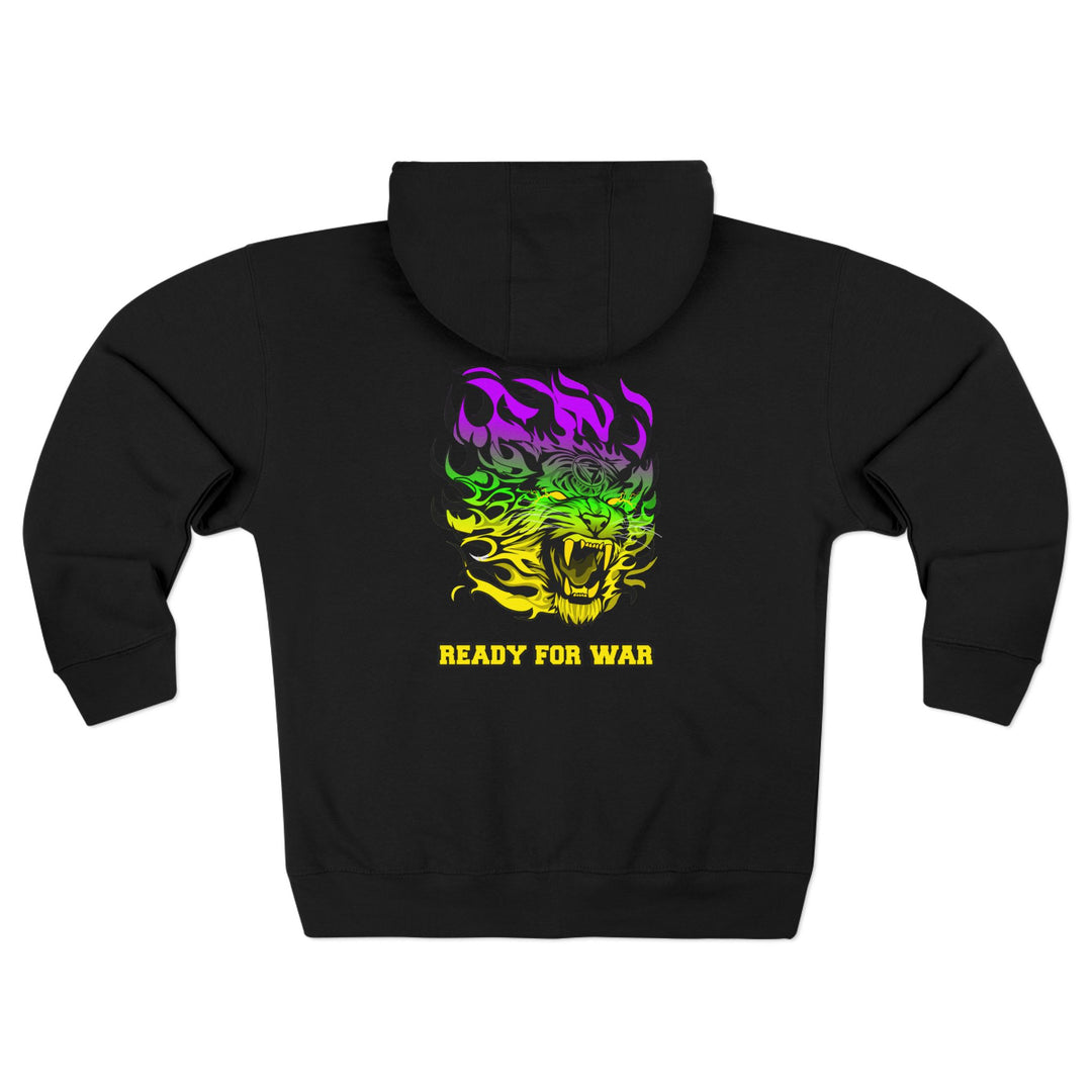 TIGER FLAME YELLOW GREEN PURPLE/READY FOR WAR  ZIP UP