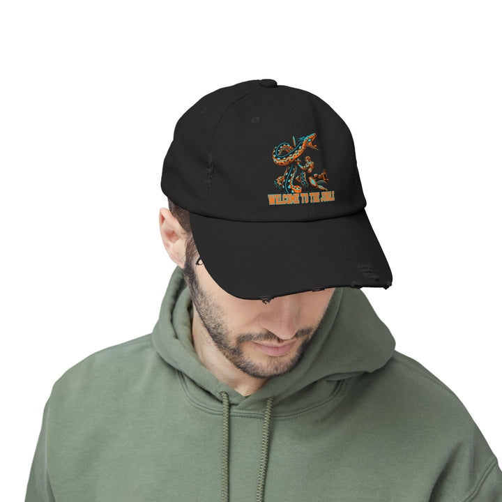 SERPENT SLAYER ORANGE AQUA WELCOME TO THE JUNGLE CAP