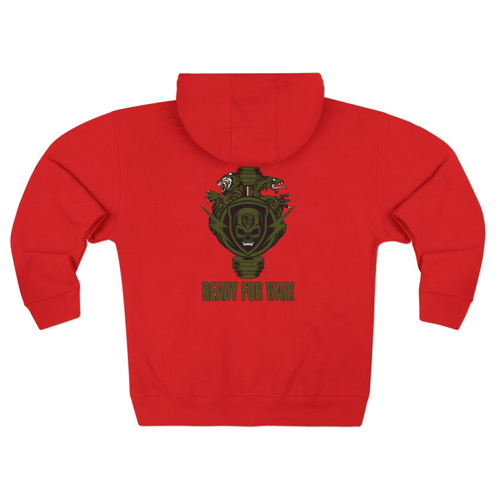 CG SGL SKULL DRAGON TIGER BELL ARMY GREEN/READY FOR WAR ZIP UP
