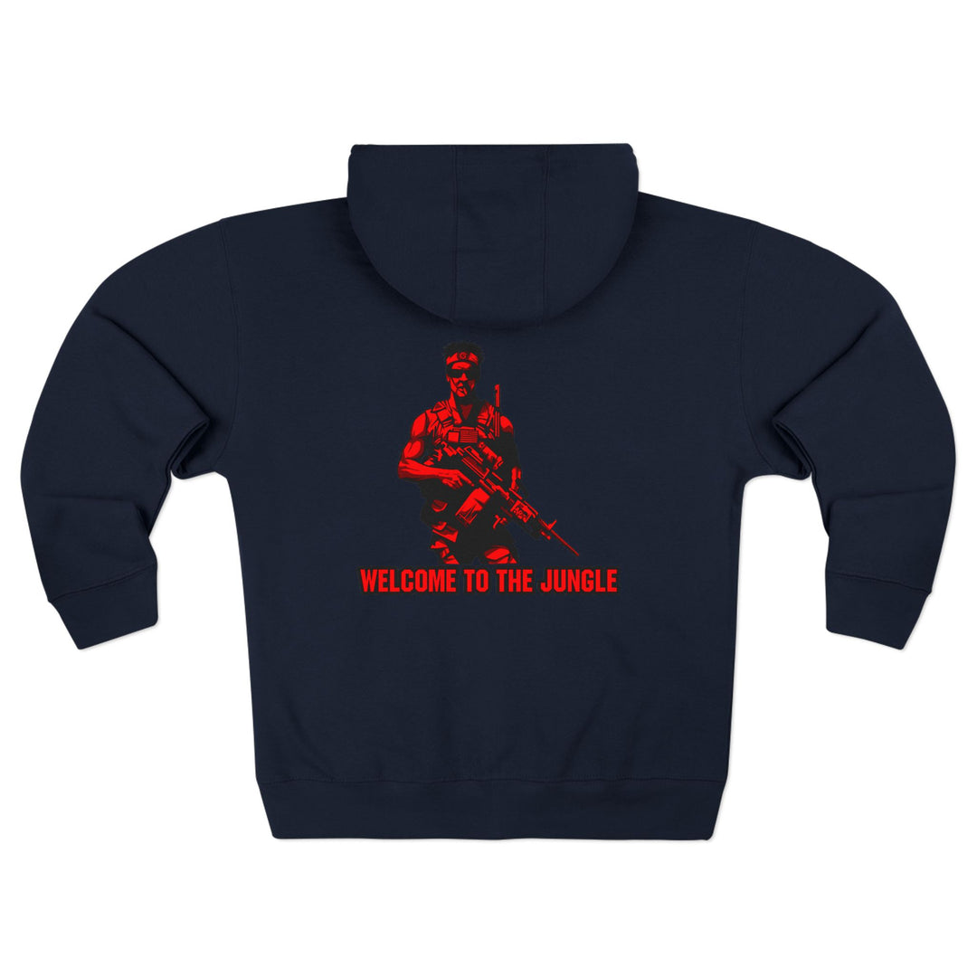 CG  NAVY SEAL TRIBUTE  RIP RED BLACK /WELCOME TO THE JUNGLE ZIP UP