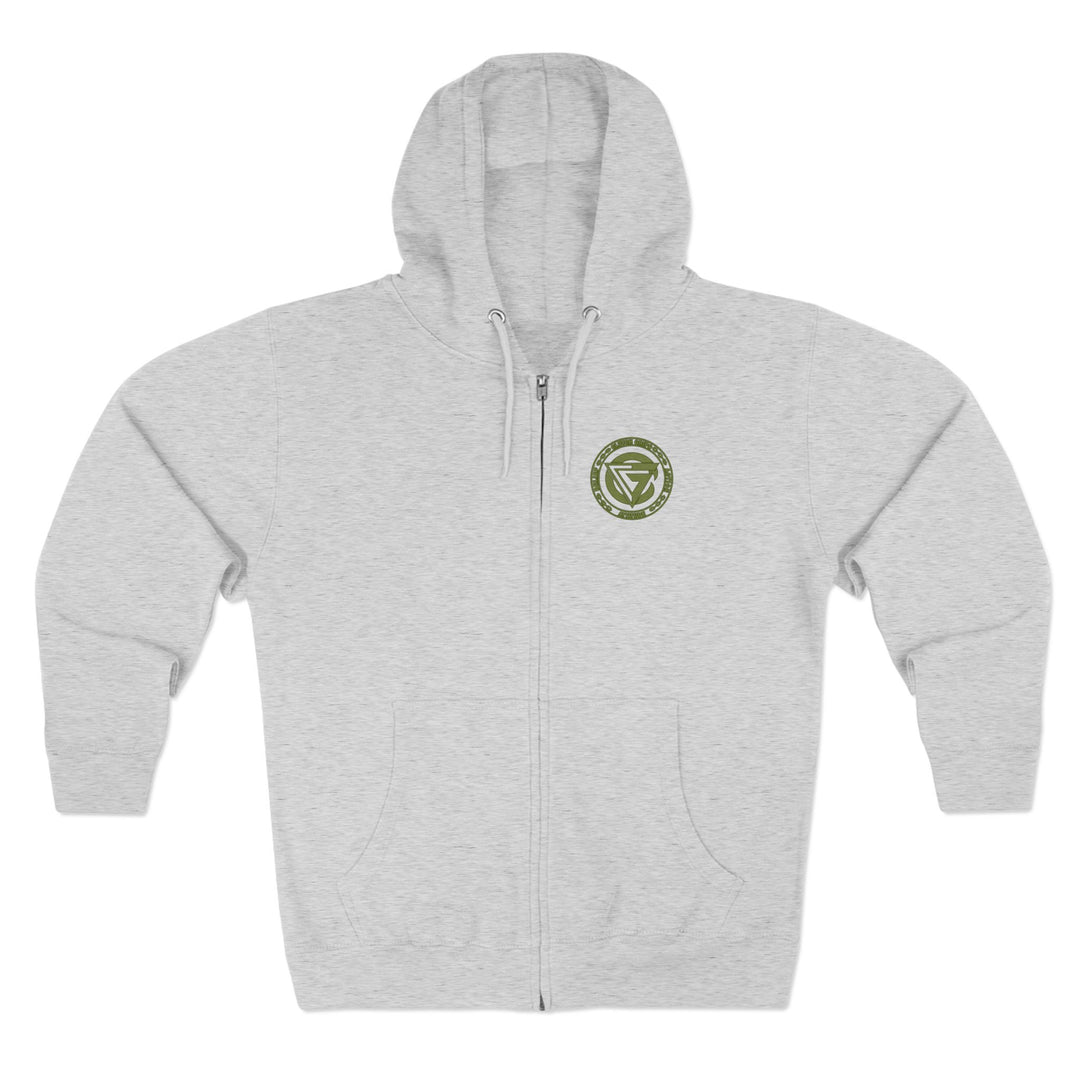 CG SGL SKULL DRAGON TIGER BELL ARMY GREEN/READY FOR WAR ZIP UP