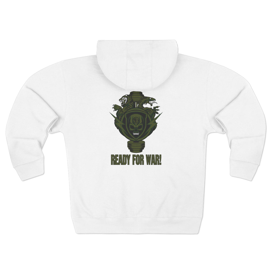 CG SGL SKULL DRAGON TIGER BELL ARMY GREEN/READY FOR WAR ZIP UP