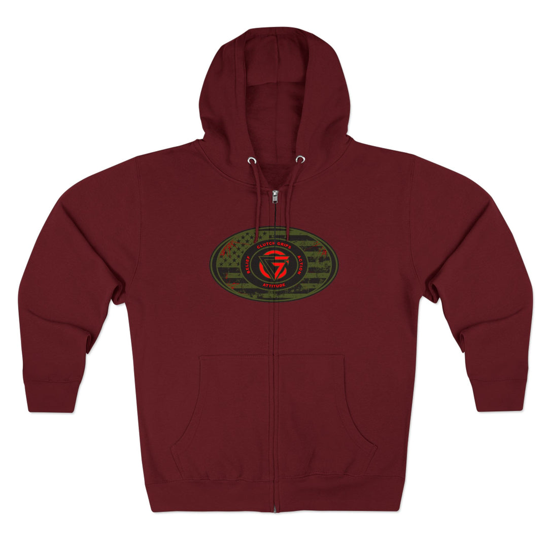 CG ANGRY DOG MILITARY GREEN BLOOD RED /AMERICAN SAVAGE ZIP UP