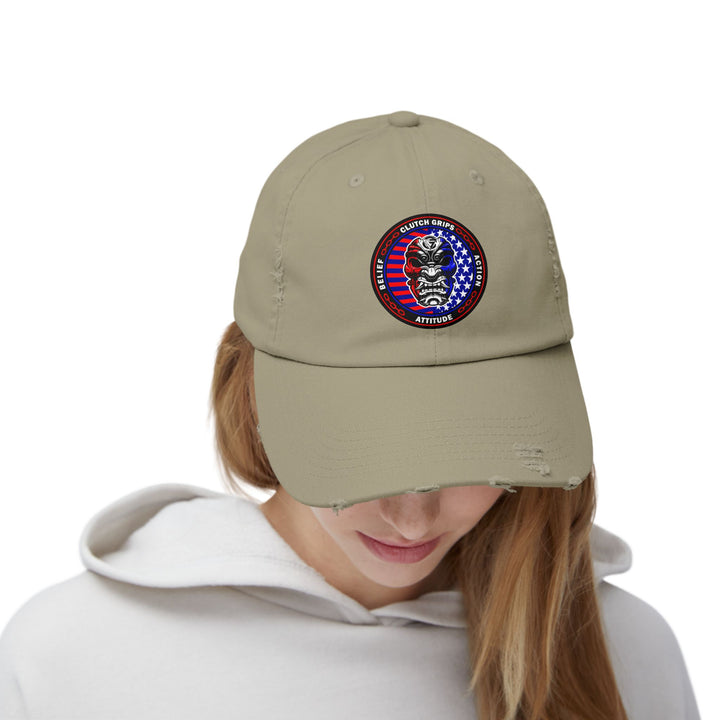 SAMURAI MASK RED WHITE BLUE FLAG/BELIEF ATTITUDE ACTION CAP