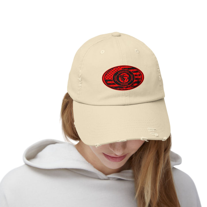 CG DISTRESSED RED BLK FLAG CAP